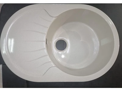 РАСПРОДАЖА! Мойка каменная МС-23 белый металлик  глянец