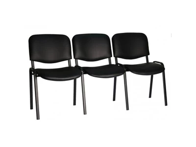 Секция Персона 3 (ИЗО) из 3-х стульев,каркас металл.черный,ткань черная