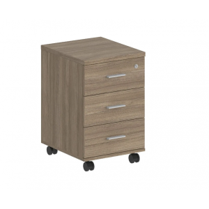 Тумба мобильная с 3 ящ. метабоксами и замком SG.611.M  404x460x619 мм/Дуб темный/
