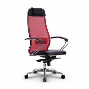 Кресло SAMURAI Comfort S /Красный/ спинка сетка, сиденье к/з, крестовина ХРОМ