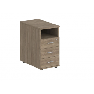 Тумба приставная с 3 ящ. и нишей, ящики метабоксы (БЕЗ ТОПА) SG.513.M  400x800x725 мм/Дуб темный/