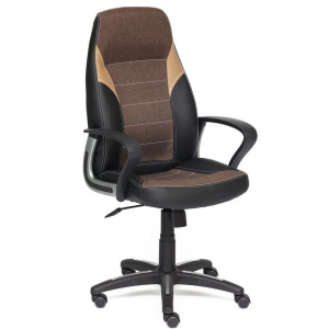 Кресло игровое INTER,(к/з/ткань, черный/коричневый/бронзовый, 36-6/3М7-147/21))