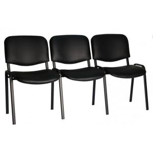 Секция ИЗО-3 из 3-х стульев к/з чер. Кожухи черные
