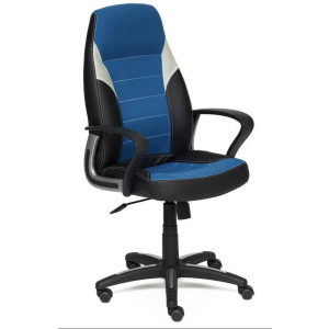 Кресло игровое INTER,(к/з/ткань, черный/синий/серый, 36-6/С24/14