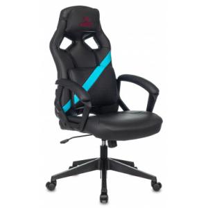 Кресло игровое Zombie DRIVER черный/голубой эко.кожа