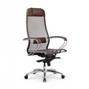 Кресло SAMURAI S-1.04 /Тёмно-коричневый/ спинка/сиденье сетка, ХРОМ