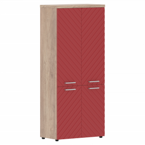 TLHC 85.3 Шкаф с глухими средними и малыми дверьми 854x452x1958 / Дуб Каньон/Красный/