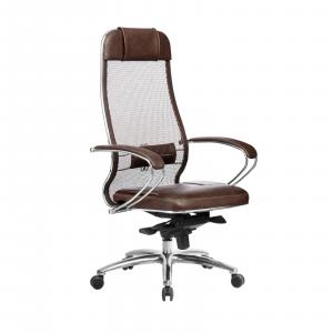 Кресло SAMURAI SL-1.04 Infinity Easy Clean (MPES) /Тёмно-коричневый/ перфорированная экокожа, ХРОМ