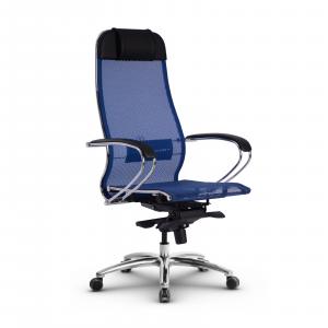 Кресло SAMURAI S-1.04 /Синий/ спинка/сиденье сетка, ХРОМ