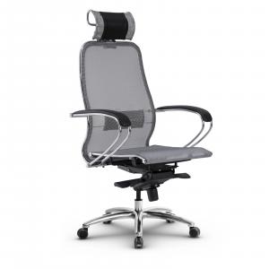 Кресло SAMURAI S-2.04 /Серый/со съемным 3D подголовником, ХРОМ