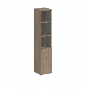 Шкаф высокий 2-дверный со стеклом с задней стенкой HDF прав.SG.802.2СТ.R 400x400x1955 мм/Дуб темный/