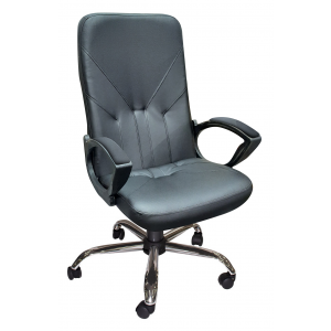Кресло офисное Фортуна 2 к/з черный, крестовина хром