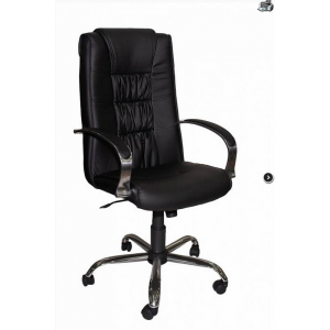 Кресло офисное Фортуна 5(3) к/з черный, крестовина хром