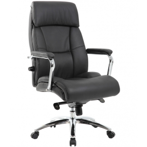 Кресло руководителя BRABIX EX-502  Phaeton, натуральная кожа, хром, черное, 530882