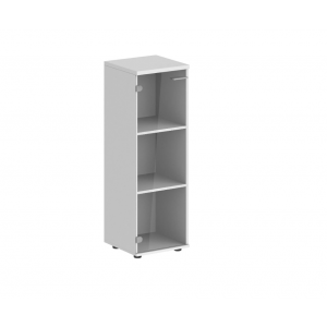 Шкаф средний 1-дверный со стеклом с задней стенкой HDF левый SG.804.1СТ.L 400x400x1200 мм/Белый снег