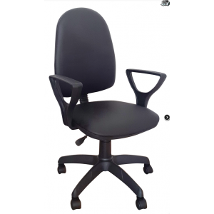 Кресло офисное Премьер 1 POLO, крестовина хром, к/з черный
