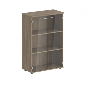 Шкаф средний 2-дверный со стеклом с задней стенкой HDF SG.803.2СТ  800x400x1200 мм/Дуб темный/
