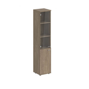 Шкаф высокий 2-дверный со стеклом с задней стенкой HDF лев.SG.802.2СТ.L 400x400x1955мм/Дуб темный/