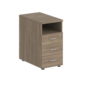 Тумба приставная с 3 ящ. и нишей, ящики метабоксы (БЕЗ ТОПА) SG.512.M  400x700x725 мм/Дуб темный/