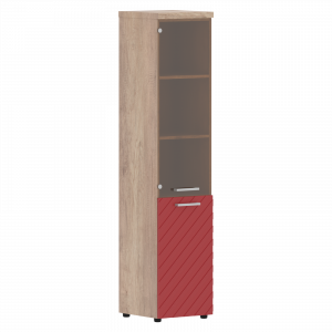 TLHC 42.2 Шкаф колонка комбинированая с топом 430x450x1968 /Дуб Каньон/Красный/