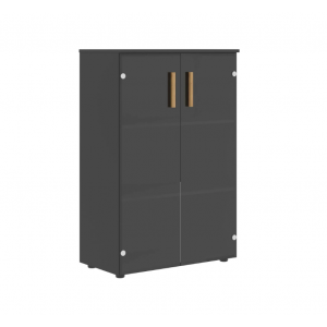 Шкаф со стеклянными дверьми FMC 80.2  802x429x1215 /Графит/Графит/Дуб/