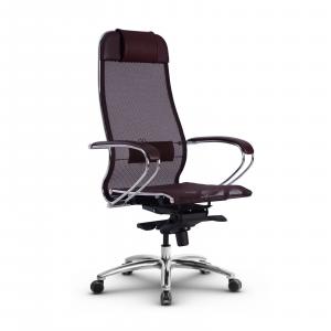 Кресло SAMURAI S-1.04 /Тёмно-бордовый/ спинка/сиденье сетка, ХРОМ