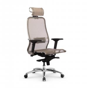 Кресло SAMURAI S-3.04 Infinity Easy Clean (MPES) /Бежевый/со съемным 3D подголовником,ХРОМ