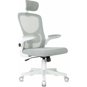 Кресло руководителя MC-W101-H TW-02 TW-20 сетка/ткань крестов.пластик белый /светло-серый/