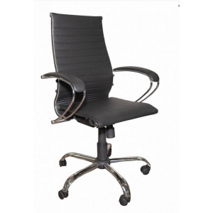 Кресло руководителя SK-2-BK К-10.2,ткань NewLether черного цвета,крестовина хром