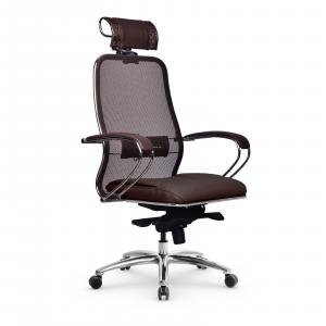 Кресло SAMURAI SL-2.04 Infinity Easy Clean (MPES) /Коричневый/ перфорированная экокожа, ХРОМ