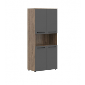Шкаф с 2-мя комплектами глухих малых дверей Enio MHC 85.4  854x441x1956/Кария Пальмира/Антрацит/