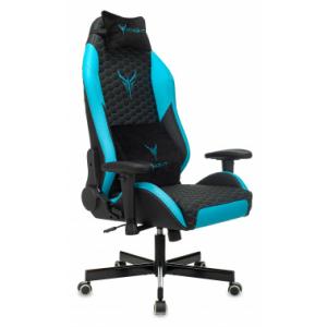 Кресло игровое Knight Neon черный/голубой соты эко.кожа