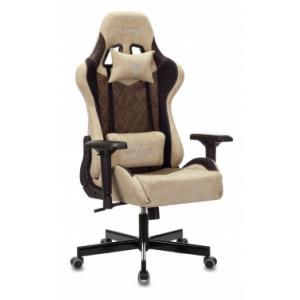 Кресло игровое Zombie VIKING 7 KNIGHT Fabric коричневый/бежевый текстиль/эко.кожа с подголов. кресто