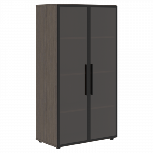 VMCS 80.2 Шкаф со стеклянными дверьми в металлической раме 800х430х1517 /Дуб сильвер/Аметист/