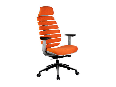 Кресло руководителя RCH Shark Серый пластик/Оранжевый ткань (26-25)