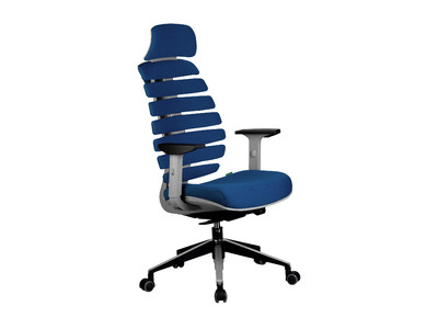 Кресло руководителя RCH Shark Серый пластик/Синий ткань (26-25)