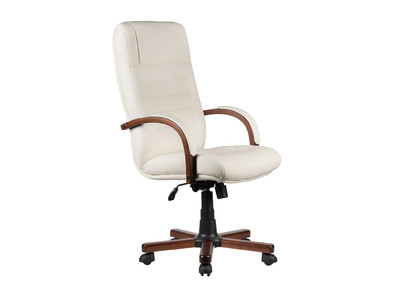 Кресло руководителя Chair M 155 A эко-кожа бежевый/крестовина дерево