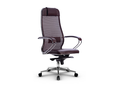 Кресло SAMURAI Comfort S Infinity Easy Clean /Тёмно-коричневый MPES/ спинка сетка, сиденье к/з,ХРОМ