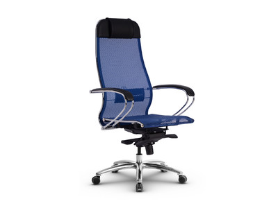 Кресло SAMURAI S-1.04 /Синий/ спинка/сиденье сетка, ХРОМ
