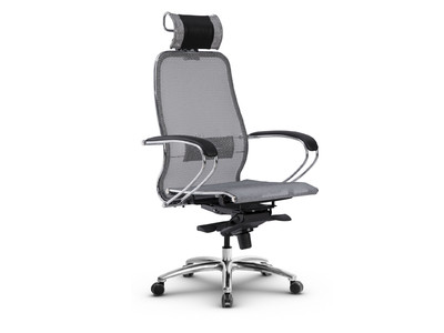 Кресло SAMURAI S-2.04 /Серый/со съемным 3D подголовником, ХРОМ