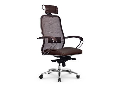 Кресло SAMURAI SL-2.04 Infinity Easy Clean (MPES) /Коричневый/ перфорированная экокожа, ХРОМ
