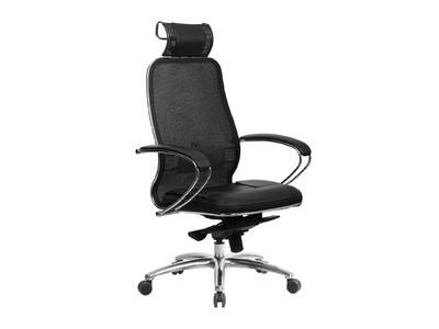 Кресло SAMURAI SL-2.04 Infinity Easy Clean (MPES) /Чёрный/ перфорированная экокожа, ХРОМ