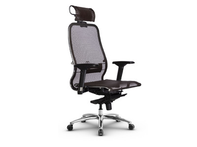 Кресло SAMURAI S-3.04 Infinity Easy Clean (MPES)/Тёмно-коричневый/со съемным 3D подголовником,ХРОМ