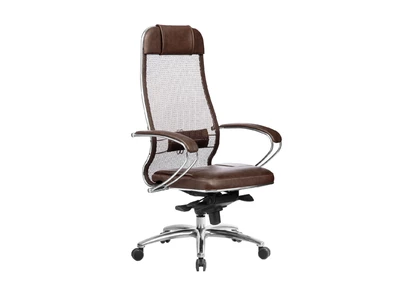 Кресло SAMURAI SL-1.04 Infinity Easy Clean (MPES) /Тёмно-коричневый/ перфорированная экокожа, ХРОМ