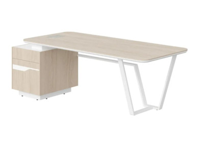 СФ-571102.1 Стол с малой тумбой левый 2225x900x762 /Дуб светлый/Белый/