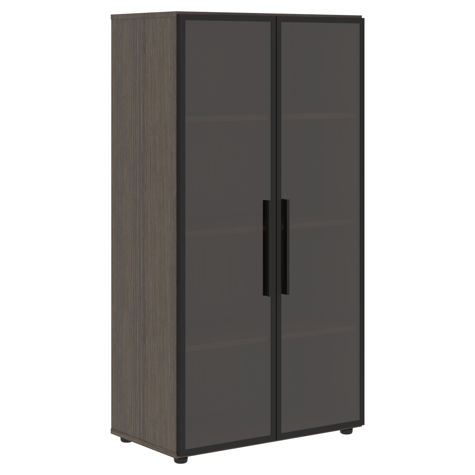 VMCS 80.2 Шкаф со стеклянными дверьми в металлической раме 800х430х1517 /Дуб сильвер/Нефрит/