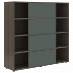 VMCS 1615 Стеллаж со слайд-дверьми 1600х450х1517 /Дуб сильвер/Нефрит/