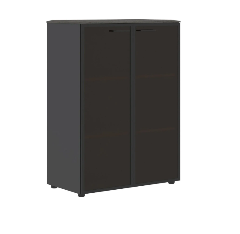 Шкаф комбинированный с дверьми в металлической рамке JMC 85.7  856x450x1185 мм/Орех Мокко/Антрацит/
