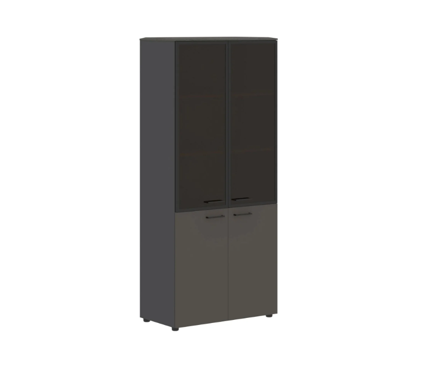 Шкаф комбинированный с дверьми в металлической рамке JHC 85.7  856x450x1950 мм/Орех Мокко/Антрацит/