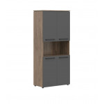 Шкаф с 2-мя комплектами глухих малых дверей Enio MHC 85.4  854x441x1956/Кария Пальмира/Антрацит/